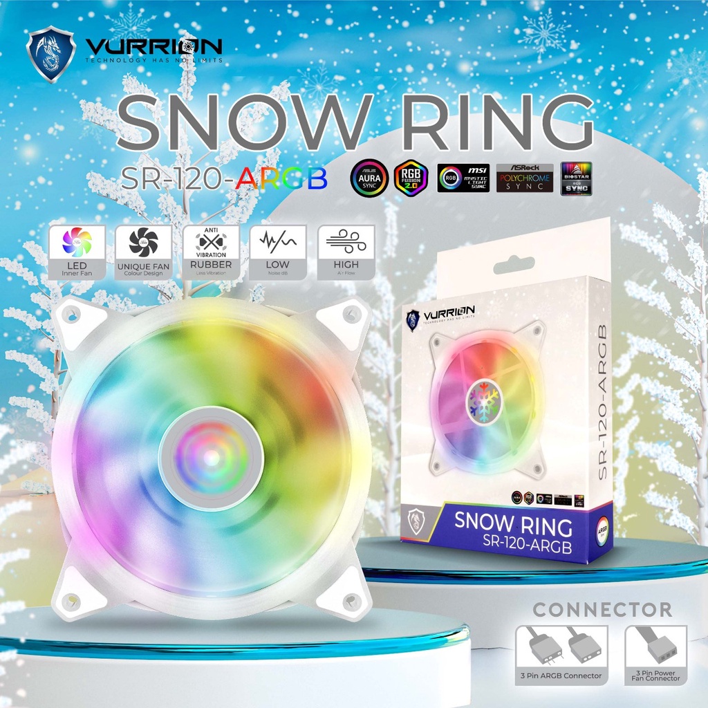 Fan ARGB Snow Ring SR-120 Vurrion 120CM Fan Casing Case RGB 1500rpm Silent