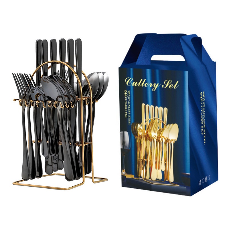 Serenity Cutlery Set Stainless Steel Sendok Garpu 24pcs Gold Cutleries Gift Set