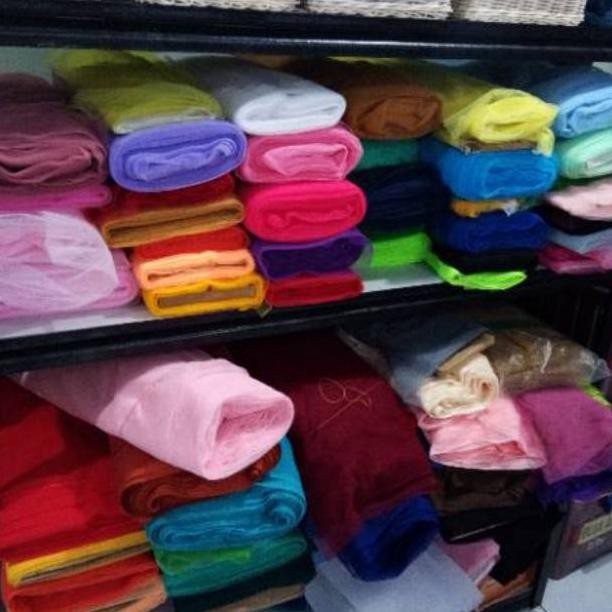 Kain Tile Tulle Polos Halus  Kain Jaring Brokat Souvenir Kebaya Lebar 150cm,