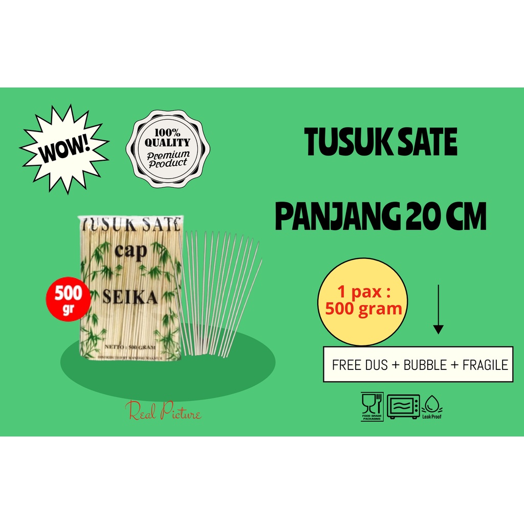 Jual Tusuk Sate Import Halus Isi 500 Gram Panjang 20 Cm Shopee Indonesia