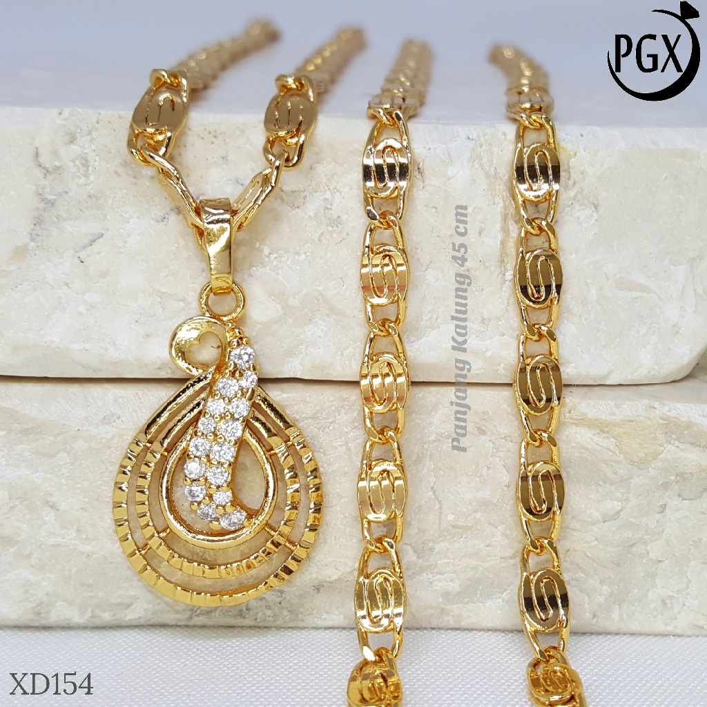 PGX Kalung Wanita Xuping Aksesoris Fashion Perhiasan Lapis Emas XD154