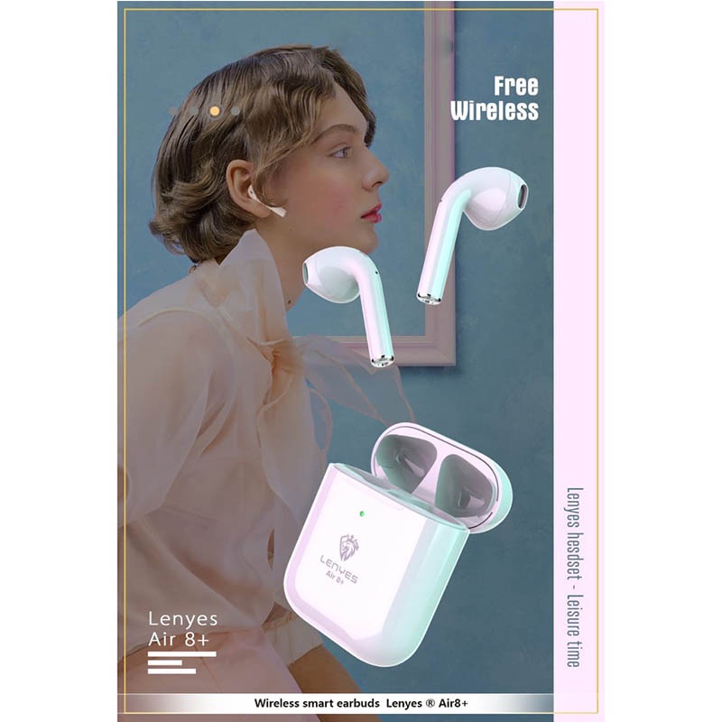TWS Wireless Earbuds Lenyes AIR 8 + Plus Bluetooth 5.0 Smart Touch Earphone Original