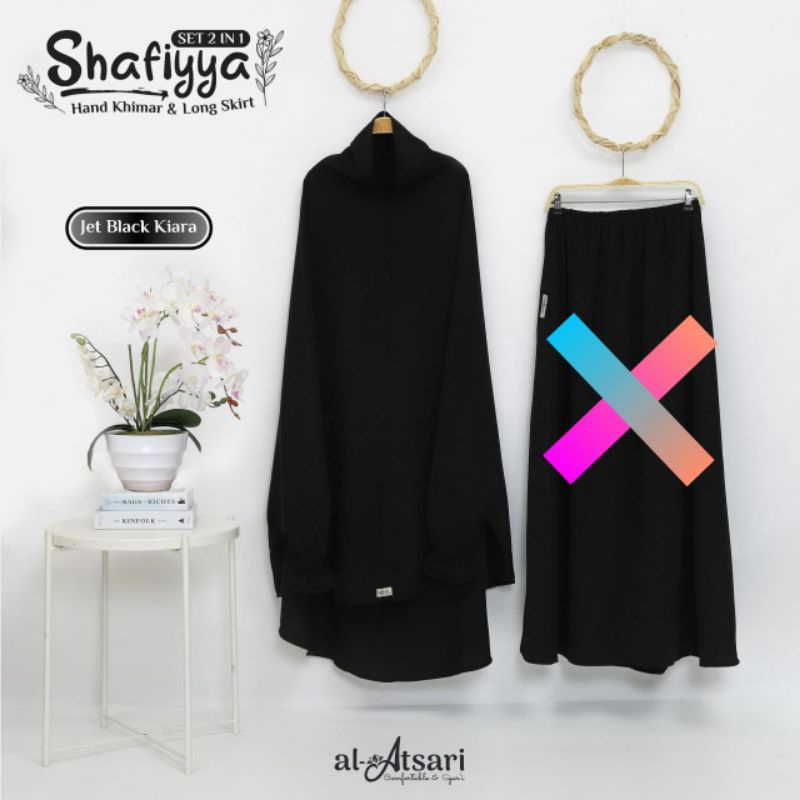 Hand Khimar Jetblack Shafiyya - Original Al-Atsari - Jilbab Tangan black - kerudung lengan bergo ins