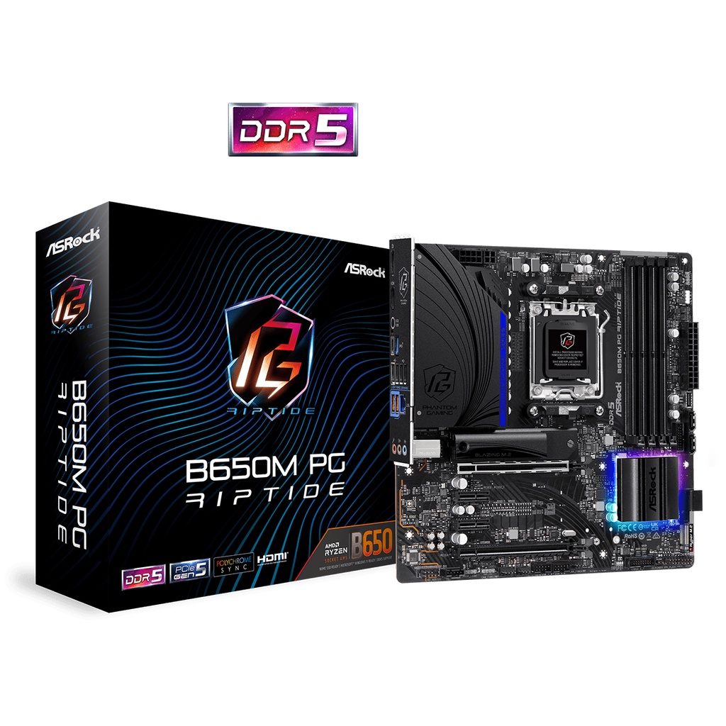 Asrock B650M PG Phantom Gaming Riptide AMD AM5 B650 DDR5 Motherboard