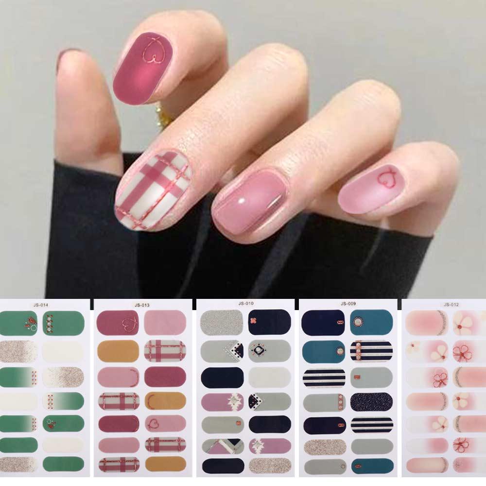 AUGUSTINA Agustina Self-Adhesive Stiker Kuku Wanita Glitter Dekorasi Kuku Salon Kuku Nail Art Slider DIY Nail Decals
