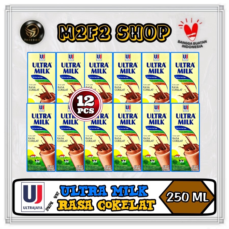 

Susu Ultra Milk Rasa Cokelat Kotak UHT | Coklat | Chocolate - 250 ml (Kemasan 12 Pcs)