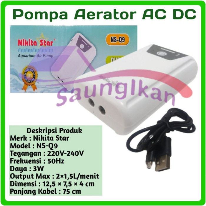 Aerator Aerator Baterai Aerator 2 Lubang BISA COD Aerator Aquarium Silent Aerator Aquarium Aerator 4