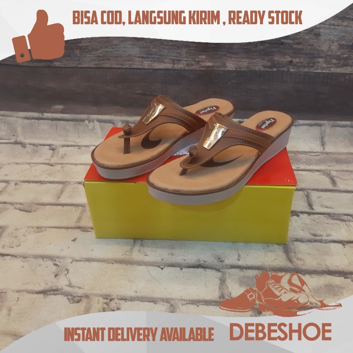 SANDAL JEPIT WANITA PREMIUM SANDAL VEGETUS GITAR 108 SANDAL CEWEK MURAH - Coklat bata MURAH BISA COD