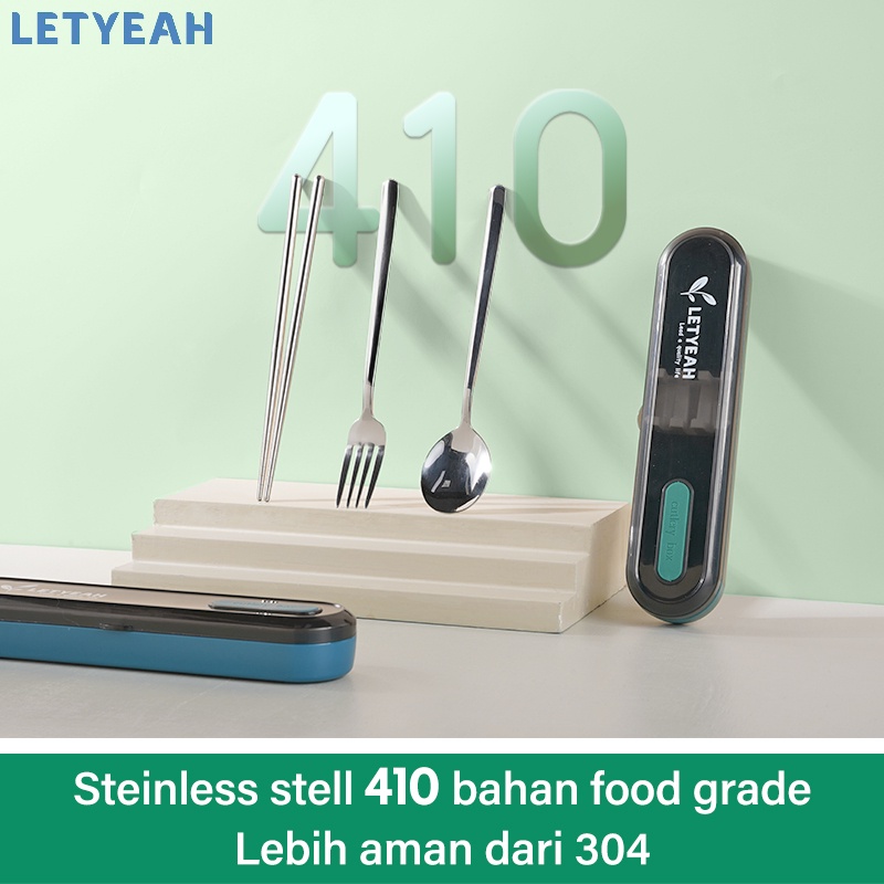 letyeah Cutlery set stainless /sumpit sendok garpu set dengan kotak /alat makan set travel portable