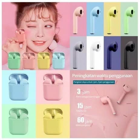 Trend-Earphone Bluetooth TWS i12S inPods 12S Macaroon