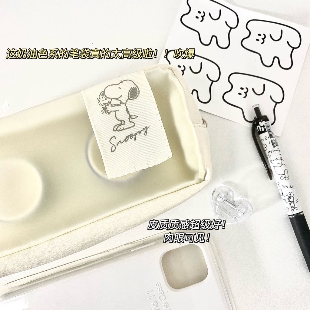 ☄♣✻Sera Sera Kartun Snoopy Lucu Bernilai Tinggi Multi-Lapisan Siswa Desktop Penyimpanan Tas Alat Tulis Kapasitas Besar Kotak Pensil