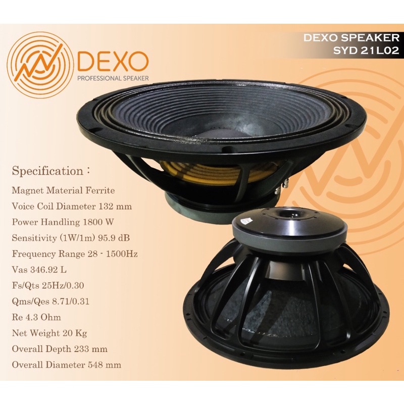 SPEAKER 21 INCH DEXO SYD 21L02 ORIGINAL PRODUCT