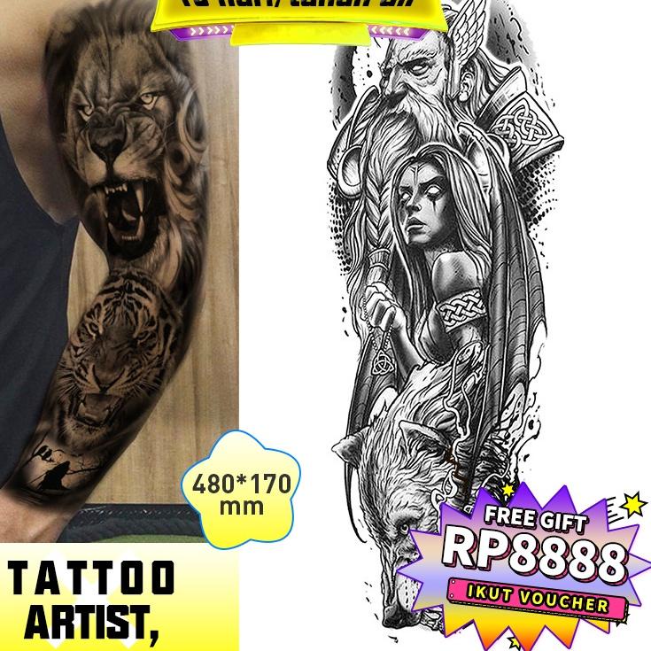 Paling Diminati 【TATTOO ARTIST,】 tato full lengan，tato tahan air，tato temporer tahan lama 15 hari ta
