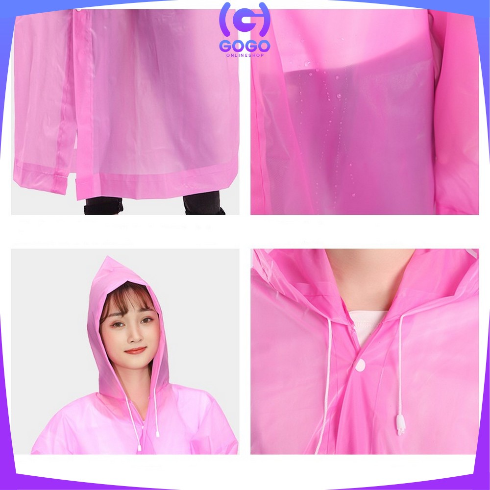 GOGO-C412 C413 Jas Hujan Terusan Bahan EVA RAINCOAT Mantel Hujan Anak Dan Dewasa Semi Transparan Polos Murah Import Berkualitas