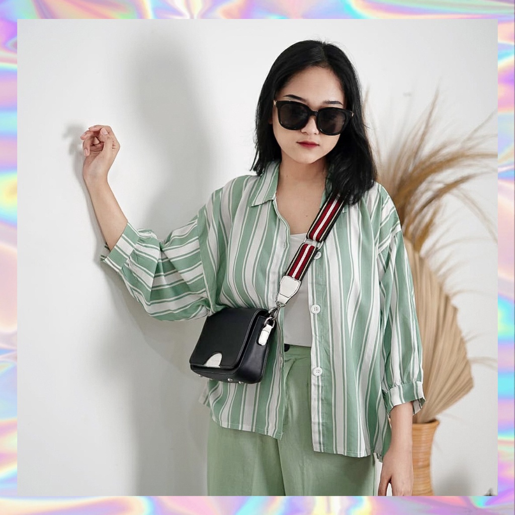 BEFAST - ZFS OOTD Kemeja LINDIAN / LOLLY RAYON DIAMOND OVERSIZE JUMBO SHIRT / Hem Stripe Wanita Terbaru / Pakaian Kerja Wanita / Kemeja lengan Panjang / Fashion Casual remaja ABG / Hem Motif Garis-Garis Kekinian Wanita / Kem Bisa Di Jadikan Outer / Trendy