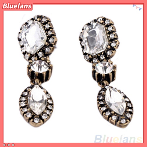 Anting Stud Dangle Berlian Imitasi Bentuk Bulat Marquise Cut Untuk Wanita