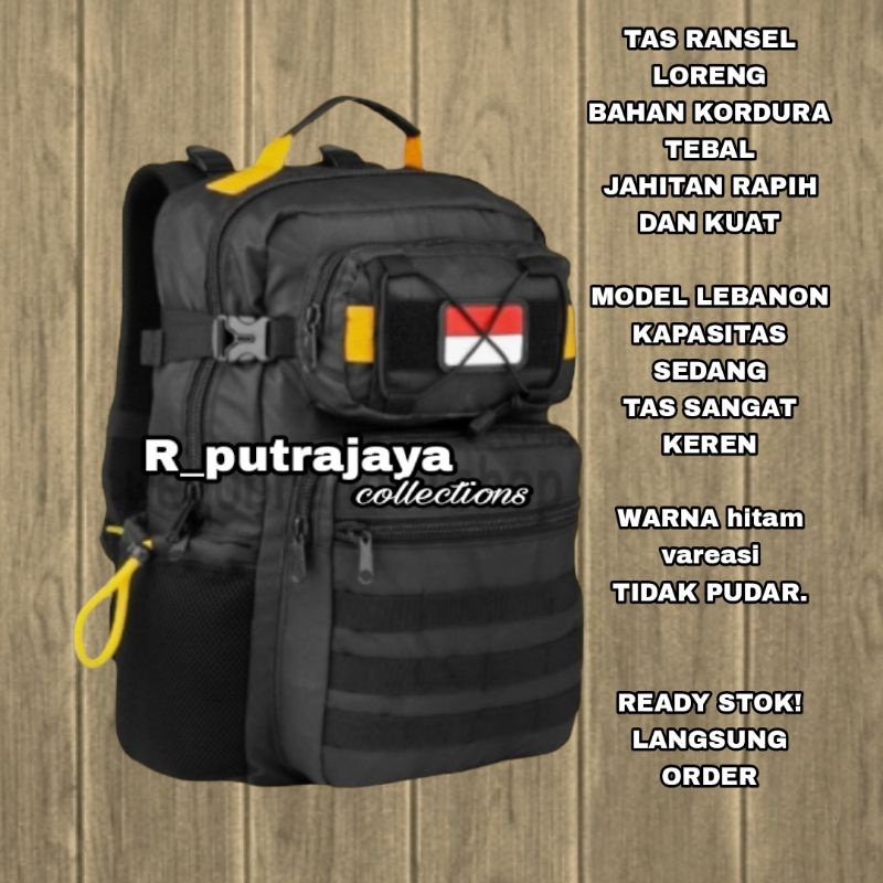 tas ransel Libanon vareasi hitam/ tas punggung pria/tas libanon baru 2022/hitam vareasi kuning