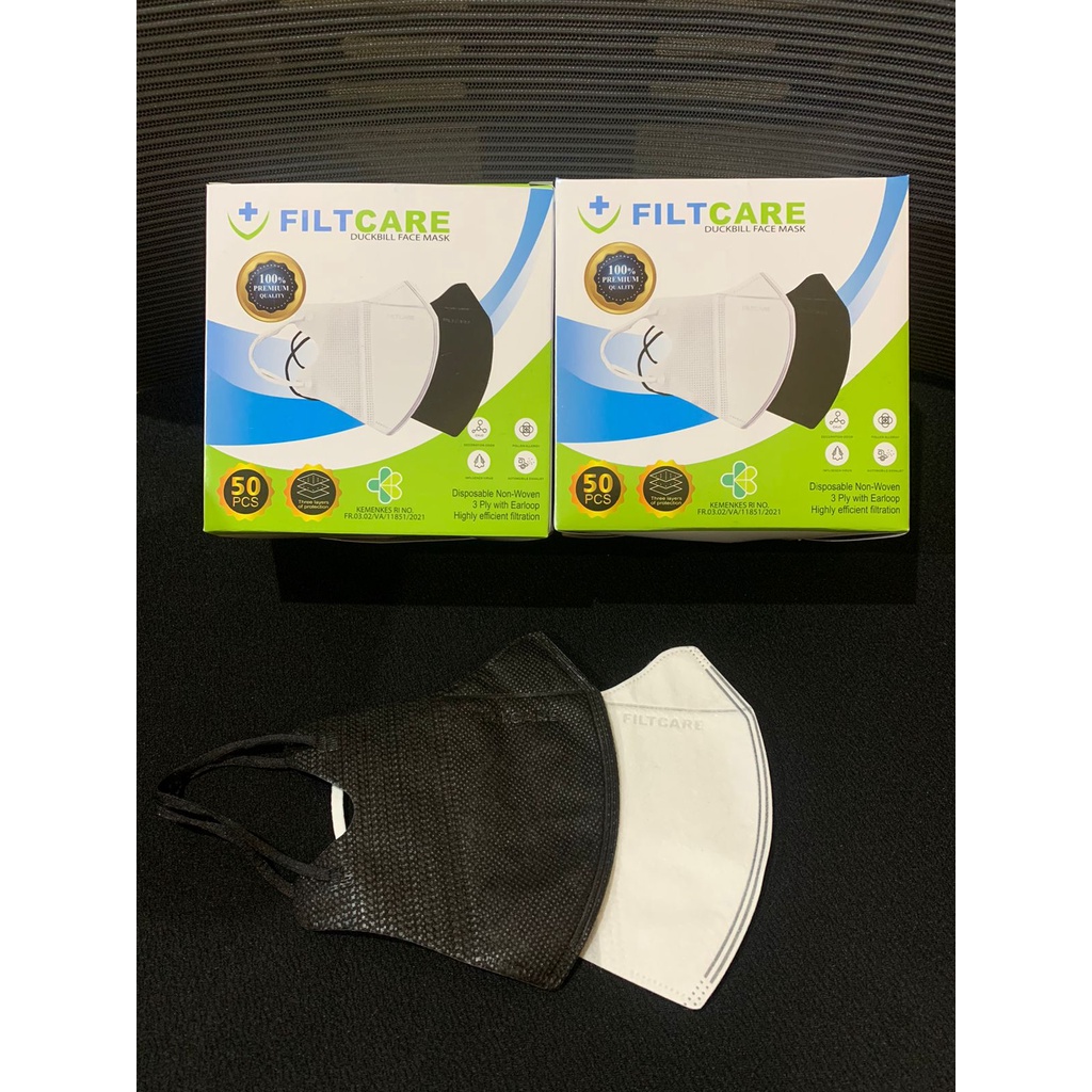FILTCARE MASKER DUCKBILL GARIS 3PLY ISI 50PCS/BOX PREMIUM QUALITY