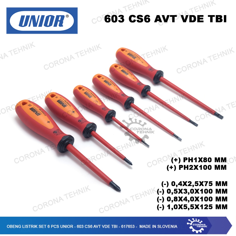UNIOR - Obeng Listrik Set 6 Pcs - 603 CS6 AVT VDE TBI - 617653 Slovenia