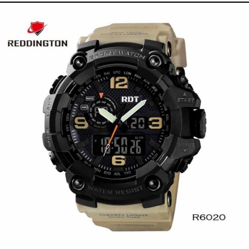 Jam Tangan Rengton 6020 Analog Digital Rubber Dualtime Jam Tangan Original Reddington Pria