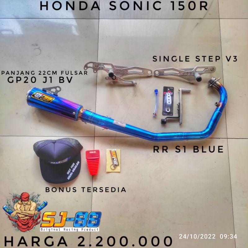 Knalpot sj88 sonic150r paket ub v3 single step rr s1 blue mix gp36 j3 hb gp20 j1 bg dan gp20 j1 bv
