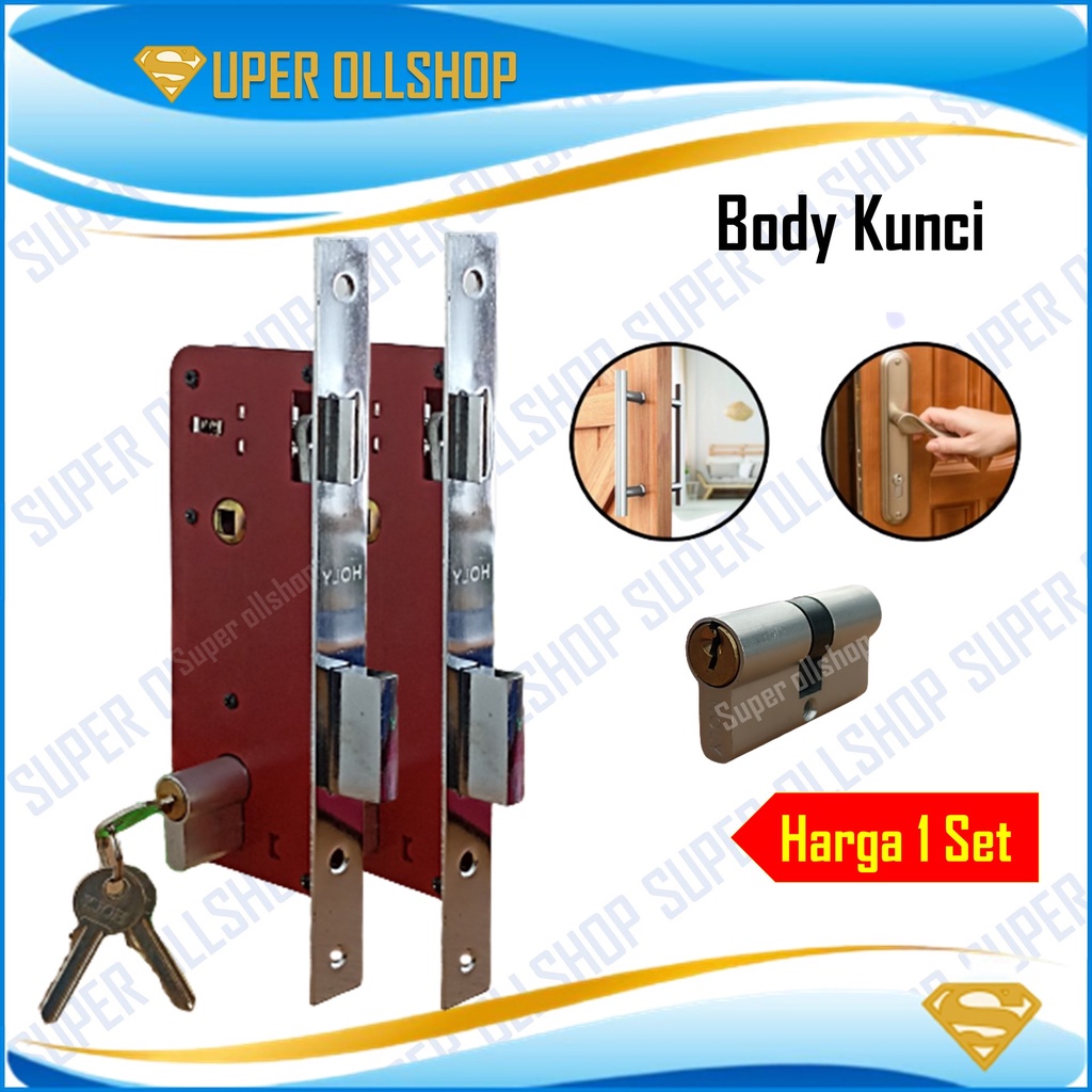 Kunci Pintu / Body Kunci Pintu Rumah Set Besar / Bodi Kunci Pintu Rumah Besar / Slot Daleman Handel Pintu Rumah 1 Set Besar