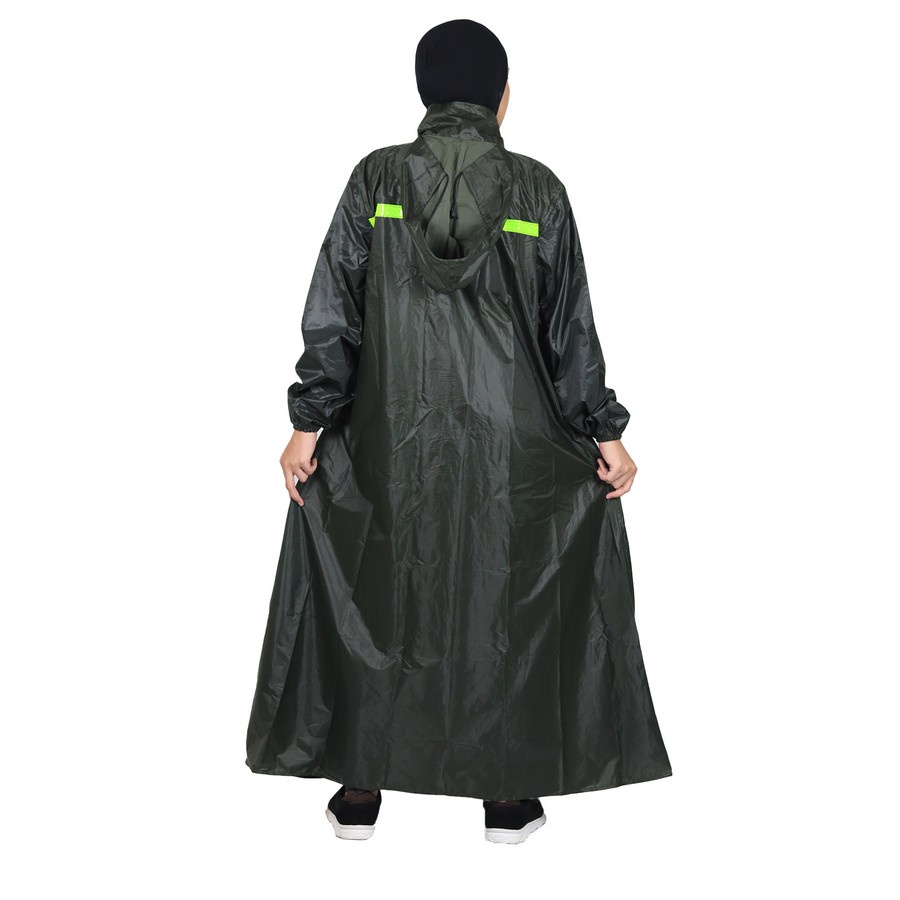 Jas Mantel Hujan Wanita Pria Ponco Gamis Kualitas Premium Tebal Tahan lama - Army