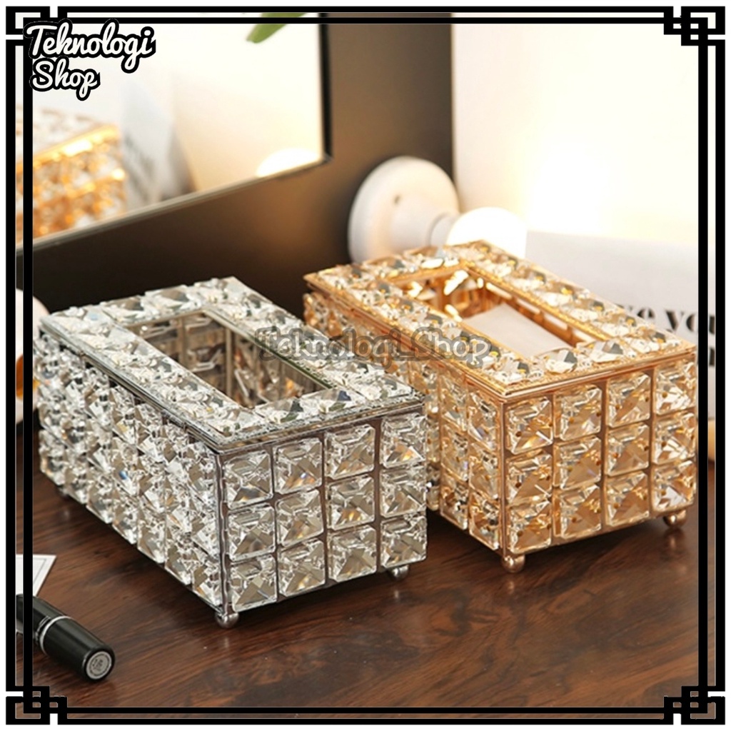 Tempat Tisu Emas Cantik Crystal Tissue Box Bling /Tempat Tisu Kaca Elegant /Kotak Tisu Kristal /Kotak Tisu Kristal