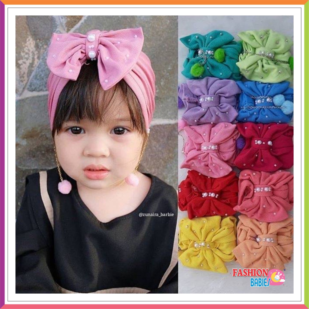 TURBAN BAYI PITA PEARL ANTING / TURBAN ANAK / TURBAN BAYI 0-2 TH KODE G