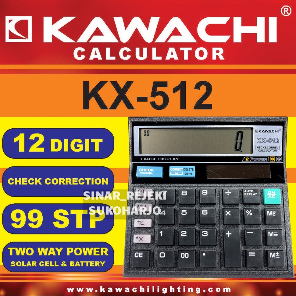 

Kalkulator Kawachi 12 Digit KX-512 / Calculator Kawachi KX-512