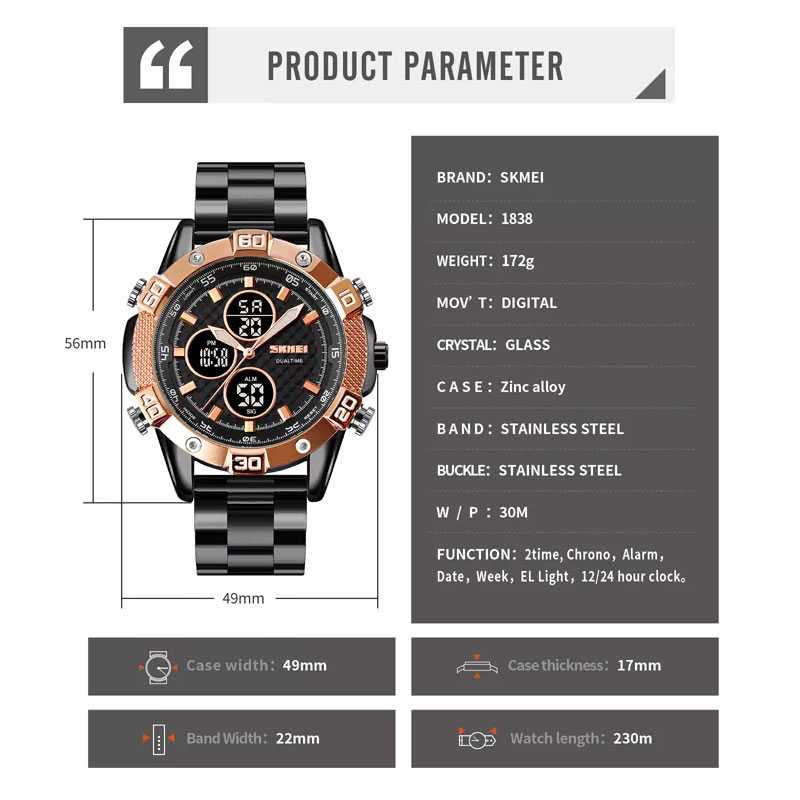 ARS - SKMEI Jam Tangan Pria Luxury Stainless Steel Wristwatch - 1838