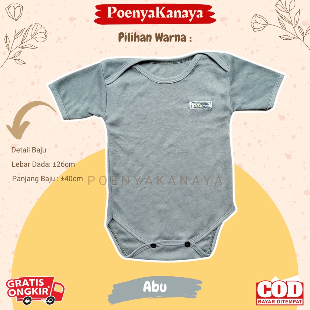 3pc/1pc Jumper Pendek Bayi SERI ABU POKA 0-6 Bulan KD02