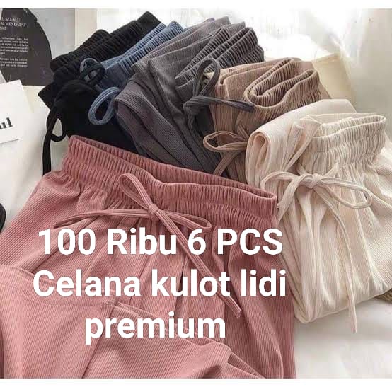 Celana Kulot Plisket Lidi Premium 100 Ribu 6 PCS