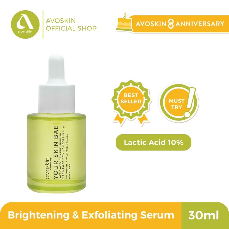 [PROMO 7.7] Avoskin Your Skin Bae Lactic Acid 10% + Kiwi Fruit 5% + Niacinamide 2,5%  / Serum Exfoliasi Dan Berjerawat - 30ml