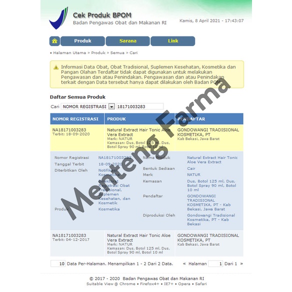 Natur Hair Tonic Aloe Vera Extract 50 ML - Vitamin Kesuburan Rambut