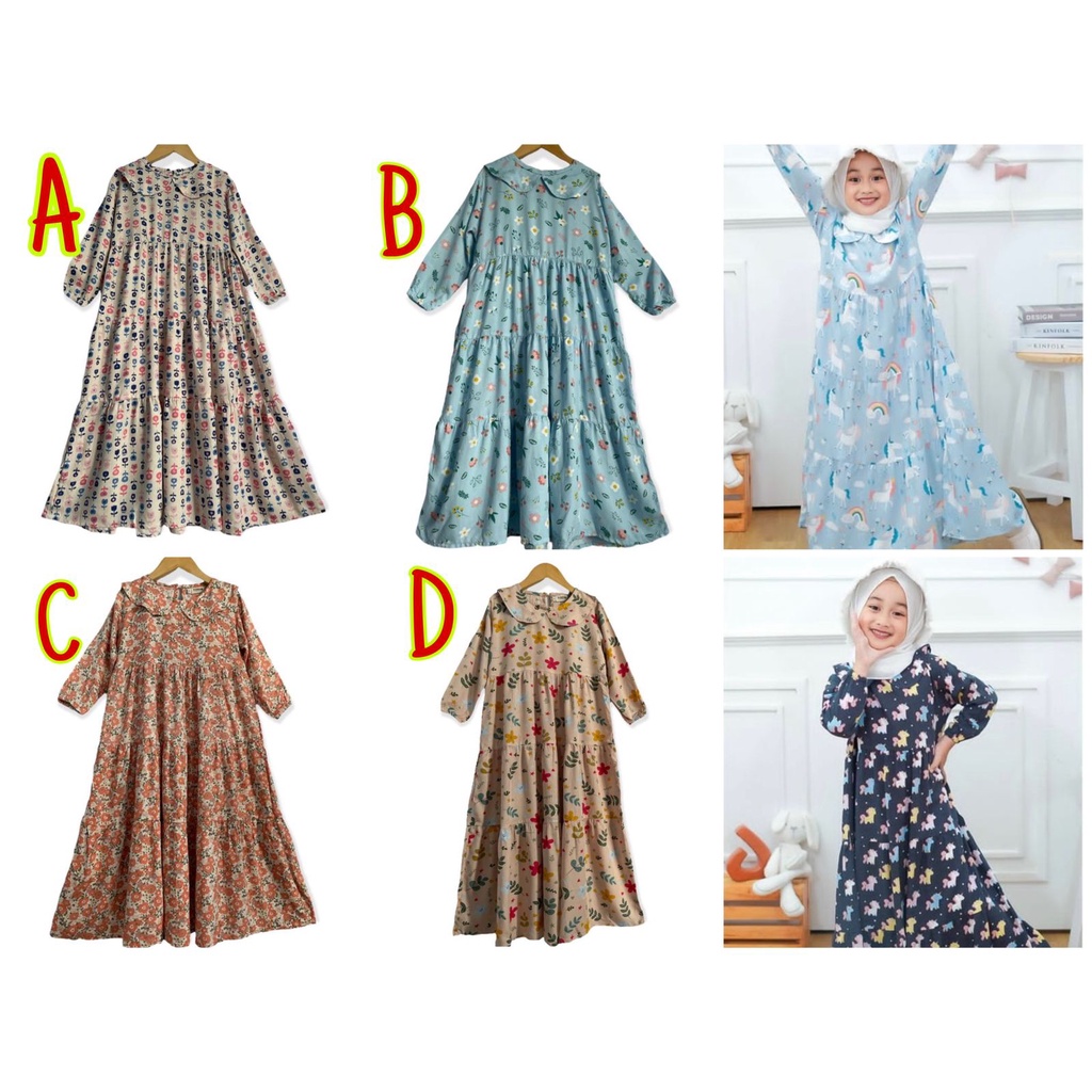 [Grosir] Gamis Naira 2-4 Gamis Rayon Anak Neeca Kiddos Size 2,4 Tahun