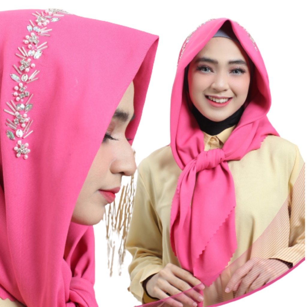 Hijab Segiempat Bella Lasercut Payet/Jilbab Bella Lasercut Payet