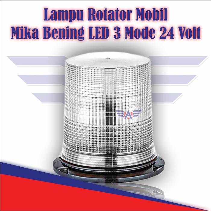 Lampu Rotator Mobil Lampu Rotary Mika Bening LED 3 Mode 24 Volt - Merah