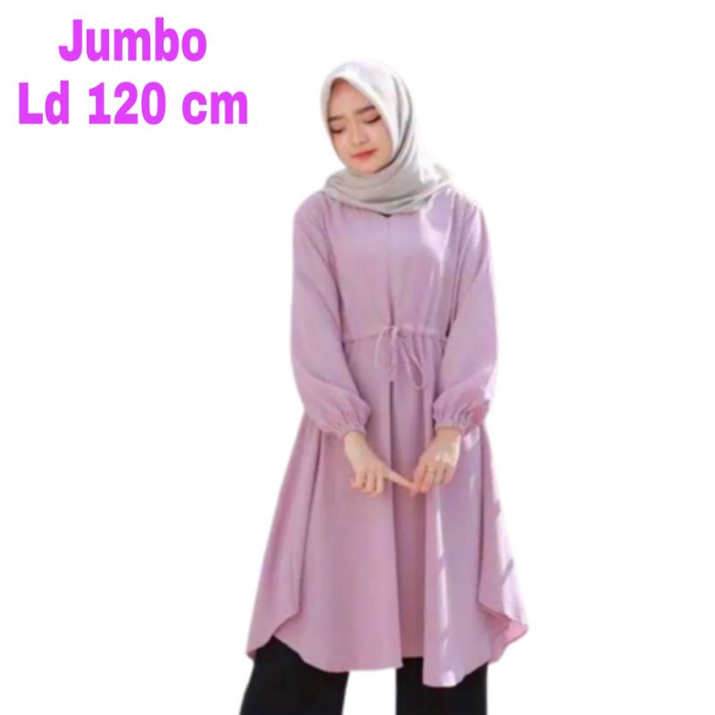 Tunik wanita Jumbo Polos XXL LD 120 Cm Busui Bahan Moscrepe . Atasan Baju Kemeja Tunik Cewek Dewasa Big Size Toerbaru 2023 Kekinian Murah Bertha