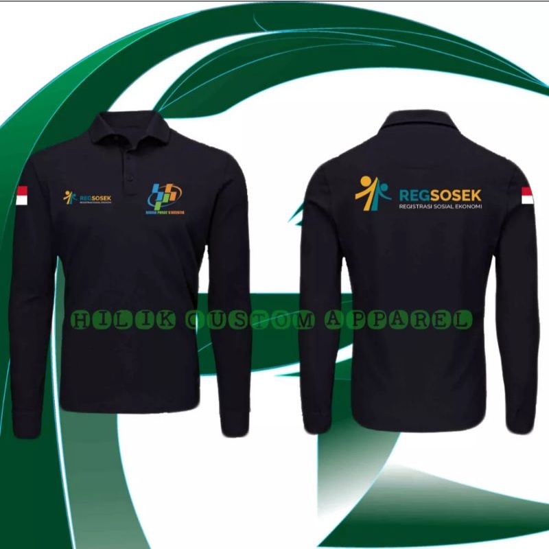 KAOS POLO SHIRT TANGAN PANJANG REGISTRASI SOSIAL EKONOMI // REGSOSEK 2022 // BADAN PUSAT STATISTIKA 