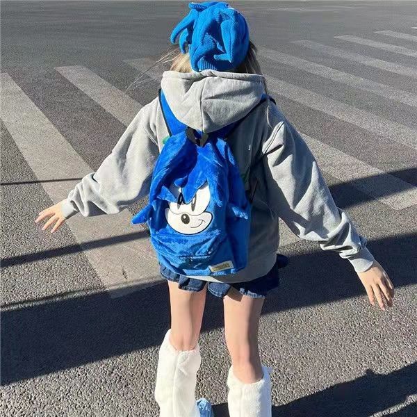 ◑Sera diimpor 2022 baru sonic kid ransel kapasitas besar Klein biru ransel kartun anime tas sekolah siswa yang lucu