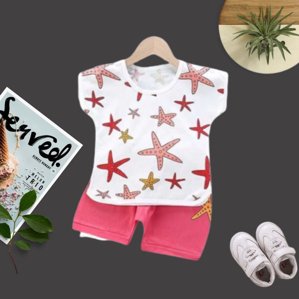 HappyOliver KIDS SUIT PENDEK Setelan Anak Bahan Kaos Lengan + Celana Berkualitas Import 1-4 Tahun ebv