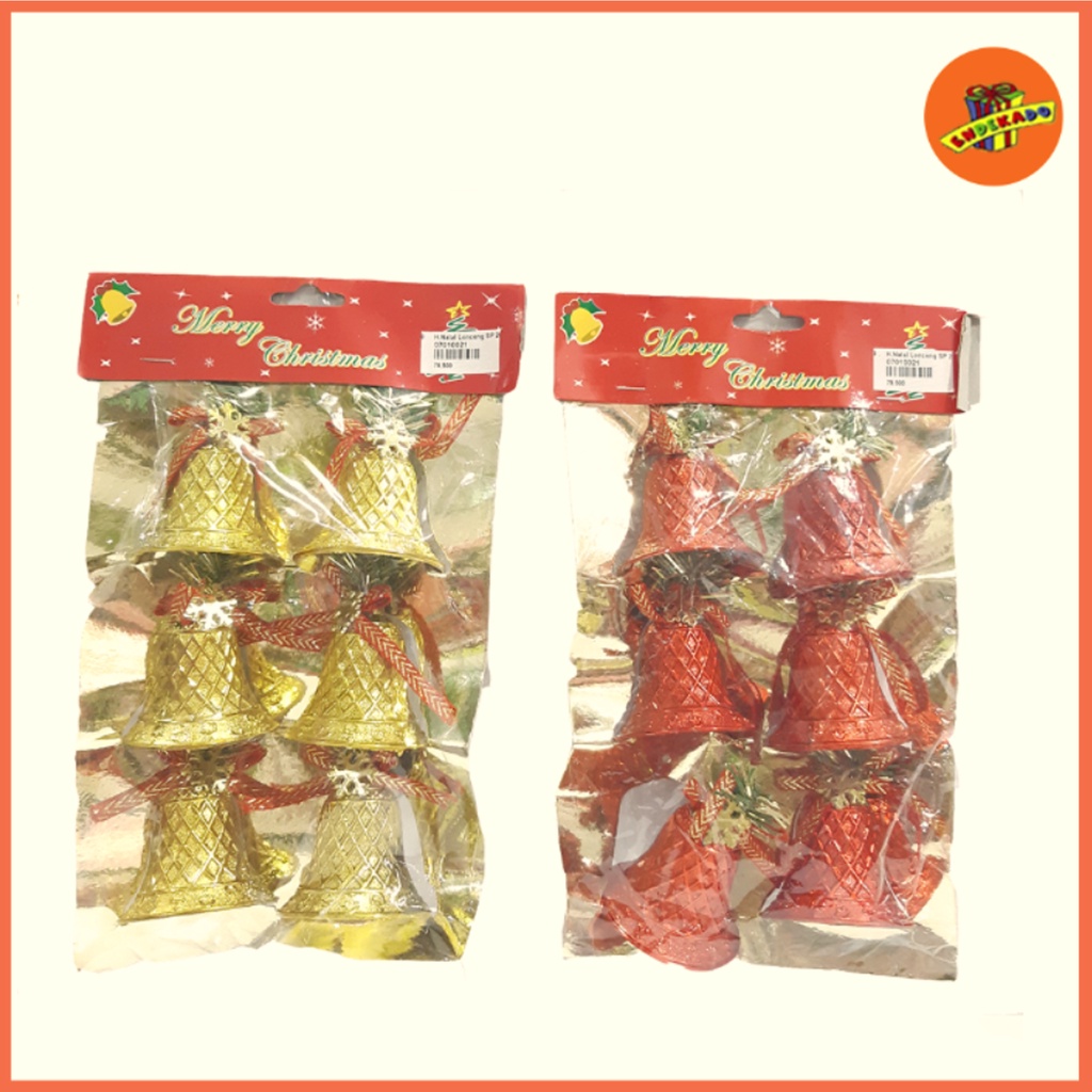 HIASAN NATAL LONCENG 6PC - Hiasan Pohon Natal