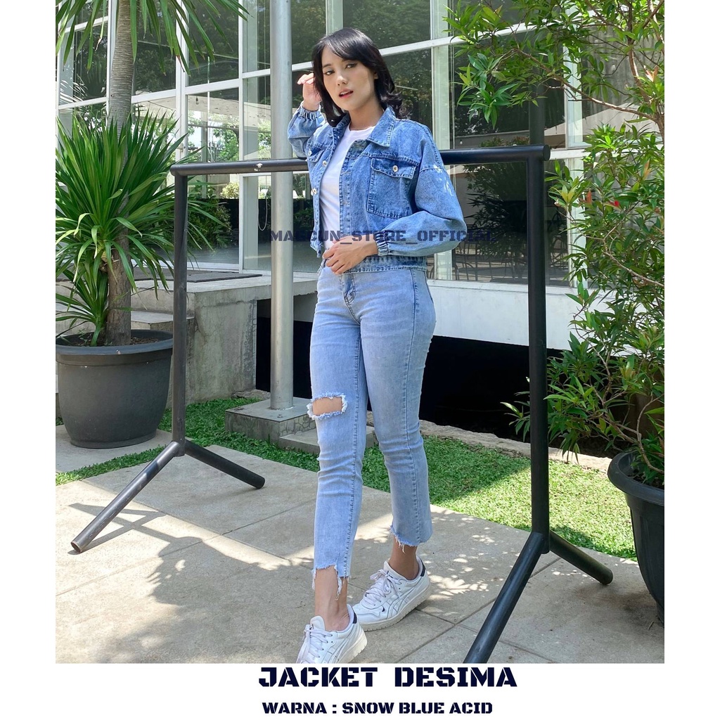 MAGCUN- JAKET DENIM/JEANS VINTAGE CAMELIA - JAKET JEANS VIRAL 2022-JAKET KEKINIAN GAYA KOREA