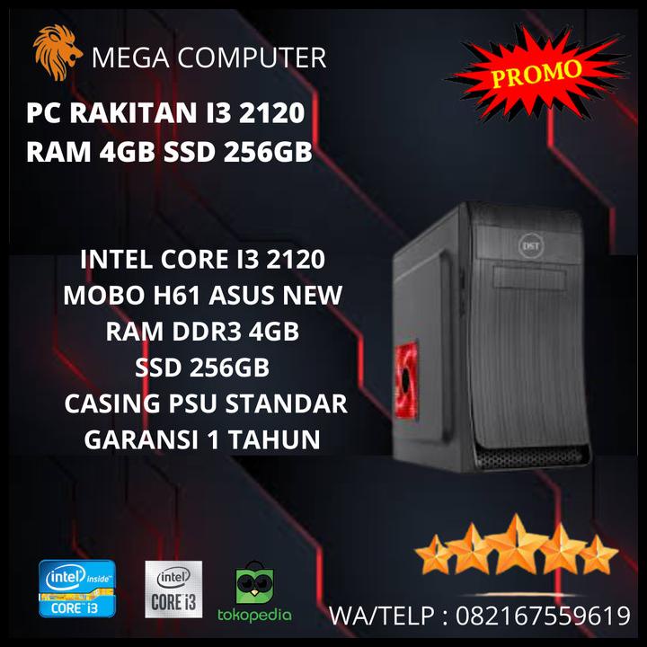 Pc Rakitan I3 2120 Ram 4Gb Ssd 256Gb