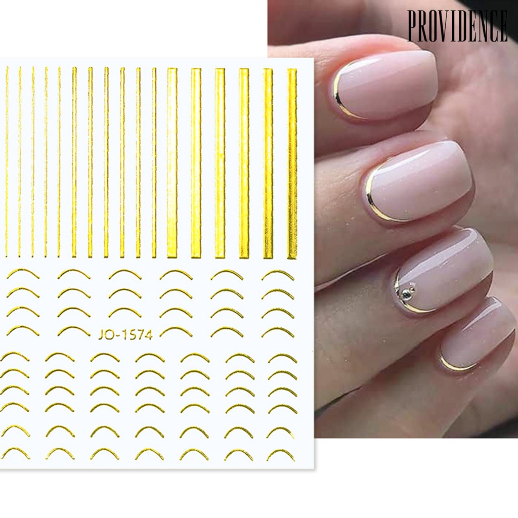 Providence Stiker Kuku Ultra Tipis Motif Garis Asimetris Untuk Nail Art / Manicure / Salon