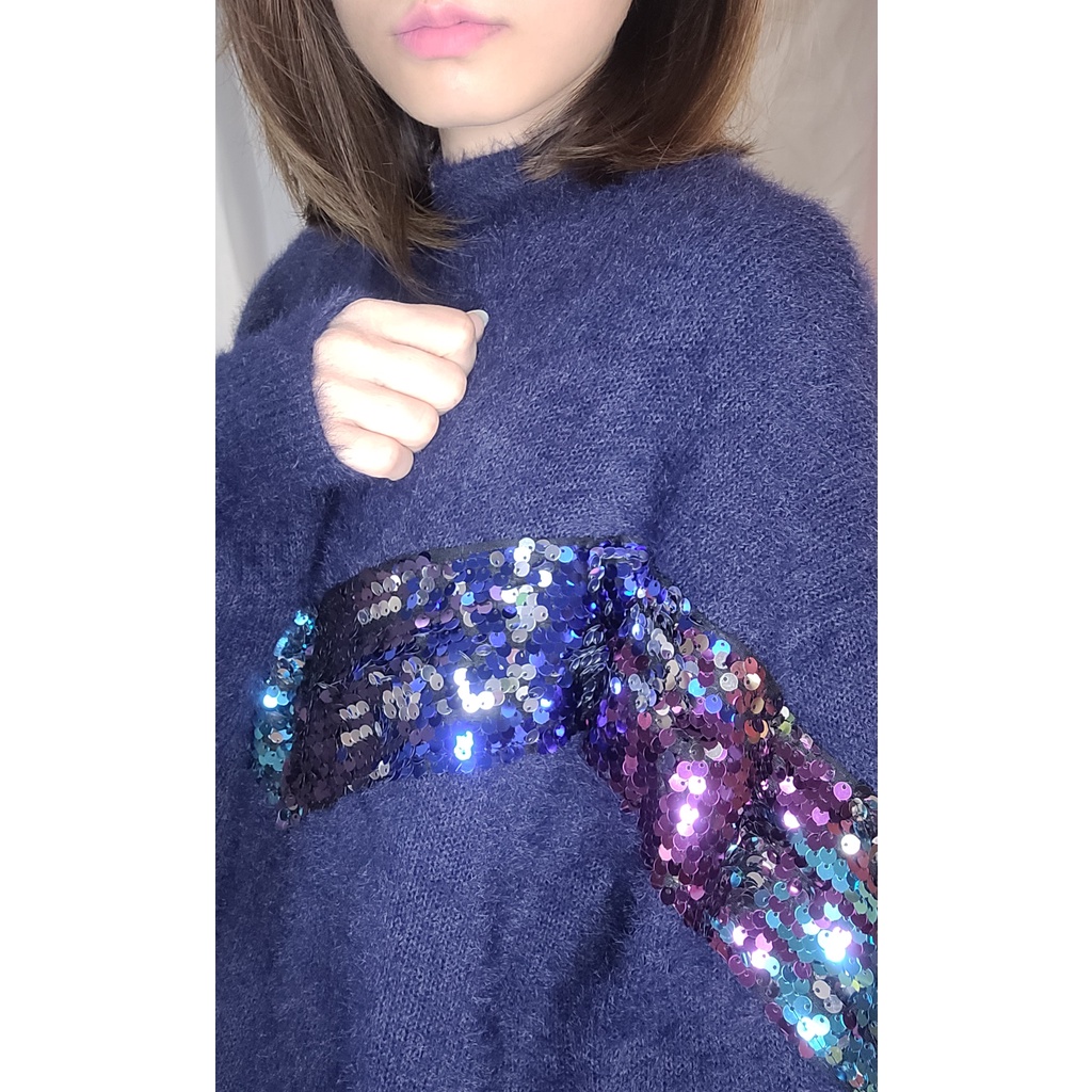 Sweater fuzzy mixed sequin Zara Knitwear Fancy Collection