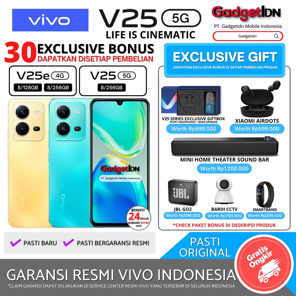 VIVO V25 5G | V25e 8/256GB 8/128GB ( + 8GB EXTENDED RAM ) GARANSI RESMI VIVO