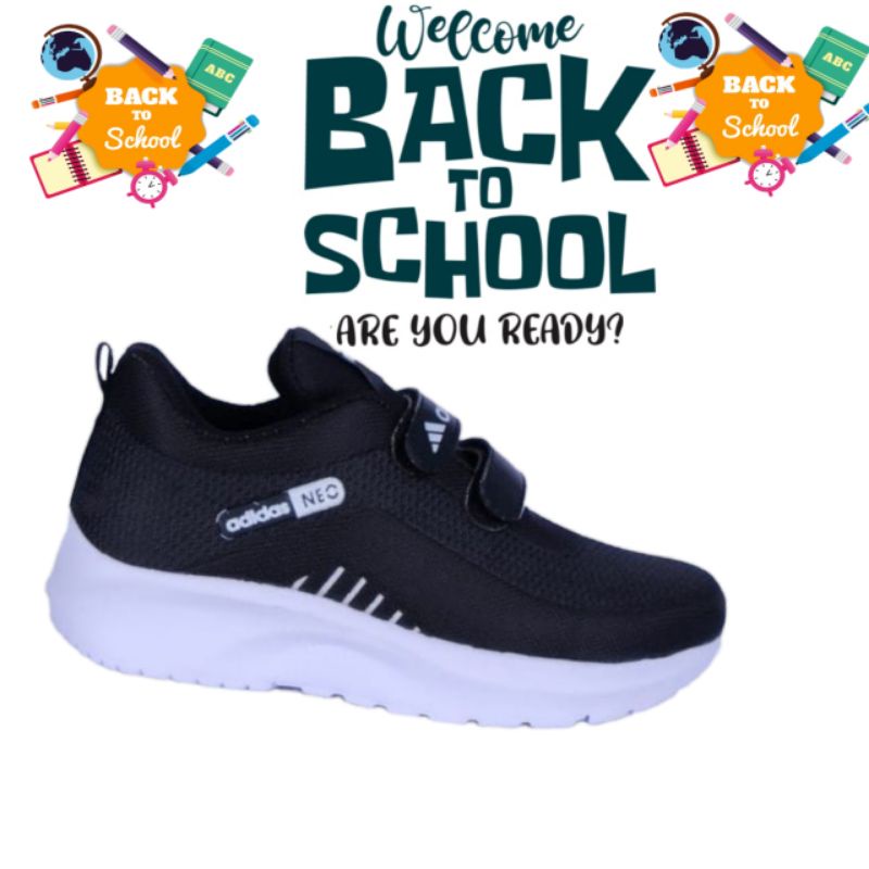 SEPATU ANAK SEKOLAH NEO ADIDAS TK SD HITAM USIA 5 SAMPAI 14 TAHUN