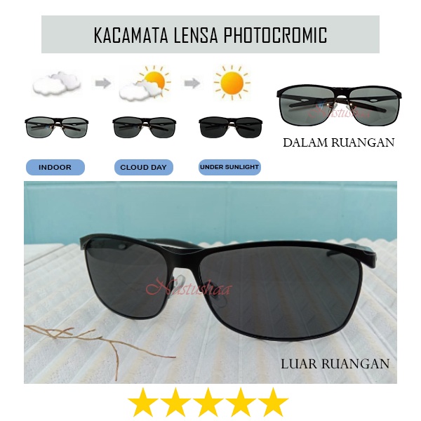 Kacamata Photocromic Model Sport Lensa Bisa Berubah Warna Untuk Pria Wanita Anti Silau Kaca Mata Gaya Fashion Anti UV Outdoor